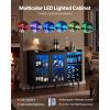 Wine Cabinet, Coffee Bar Cabinet with 9 Wine Bottle Racks, Modern Buffet Sideboard with Glass Holder, Adjustable LED Brightness, for Home Kitchen, Liv