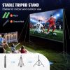 Projector Screen with Stand, 150 inch 16:9 4K 1080 HD Outdoor Movie Screen with Stand, Wrinkle-Free Projection Screen with Tripods and Carry Bag, for