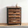 Wooden Storage Dresser Cabinet with Wheels 5Drawer Chest Mobile Organizer for Bedroom Living Room