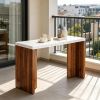 Modern 55 Inch Bar Table Counter Height Pub Table with Faux Marble Tabletop Kitchen Dining Room Furniture