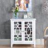 White Sideboard Display Cabinet with Double Glass Doors Adjustable Shelves Modern Elevated Base for Kitchen