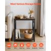 End Table, 2-Tier Square Side Table with Open Storage Shelves, Modern Nightstand Bedside Desk with X-Design Metal Frame, Wood Sofa Coffee Desk for Liv