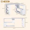 360Â° Rotating Home Office Desk L Shaped Corner Computer Desk with Storage Shelves, Writing Table Workstation, White