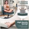 Criss Cross Chair with Wheels and Flip Arms, Upholstered Cross Legged Office Chair with 3 Layer Cushions&Dynamic Airbag Lumbar Support, Wide Seat Comf