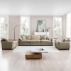 Warm and Cozy Sofa Set with Soft Cushions and Pillows, Home Theater Style Sofa Set Consisting of a 3-Seater Sofa and Two Single Sofas in Tan Corduroy