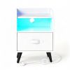 LED Nightstand with Charging Station, 16 Color RGB Remote Controlled Bedside Table with 2 AC Outlets USB Type-C Port, Foldable Fabric Drawer Anti-Tip