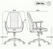 Brown Leather Home Office Desk Chair Vintage Computer Chair with Padded Arms 360° Swivel Adjustable Height Tilt Function