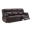 Electric Power Loveseat Recliner, Faux Leather Power Reclining Sofa with USB Ports, Cup Holders for Living Room-Dark Brown