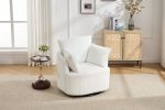 White Swivel Accent Chair,Round Swivel Barrel Chair