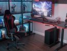 Electric Standing Desk Whole Piece Adjustable Height Desk Home Office Computer Workstation Sit Stand up Desk (Black Frame + Black Top)