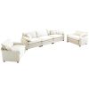 Warm and Cozy Sofa Set with Soft Cushions and Pillows, Home Theater Style Sofa Set Consisting of a 3-Seater Sofa and Two Single Sofas in Beige Corduro