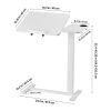 Overbed Table, Mobile Bed Side Table with Flip Desktop and 4 Hidden Wheels, Height & Angle Adjustable Rolling Laptop Desk with Cup Holder, Portable Ov
