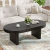 Mid Century Modern Oval Fluted Coffee Table, Farmhouse Wood Coffee Table, Cocktail Table, Center Table for Living Room, Office, Home Decor(Black, 23.6