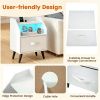 LED Nightstand with Charging Station, 16 Color RGB Remote Controlled Bedside Table with 2 AC Outlets USB Type-C Port, Foldable Fabric Drawer Anti-Tip