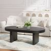 Mid Century Modern Oval Fluted Coffee Table, Farmhouse Wood Coffee Table, Cocktail Table, Center Table for Living Room, Office, Home Decor(Black, 23.6