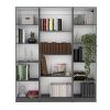 Davie 3 Piece Home Bookcase set, 60" Wide with 14 Shelves , Living Room Set Set Matt Gray - White