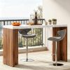 Modern 55 Inch Bar Table Counter Height Pub Table with Faux Marble Tabletop Kitchen Dining Room Furniture