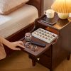 Solid Wood Nightstand with Two Drawers and Pull-out Panel Storage Bedside Table and Sofa Side Table