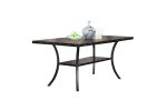Classic Dining Room Furniture Natural Wooden Rectangle Top Dining Table 6x Side Chairs Charcoal Fabric Tufted Toll Back Top Back Chair and Storage She