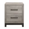 Attractive Gray Finish 1pc Nightstand of 2x Drawers Metal Bar Hardware Premium Melamine Board Wooden Bedroom Furniture