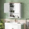 Wall Mounted Bathroom Cabinet, Modern Bathroom Wall Cabinet with 2 Doors and Adjustable Shelf, White