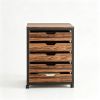 Wooden Storage Dresser Cabinet with Wheels 5Drawer Chest Mobile Organizer for Bedroom Living Room
