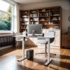 Electric Standing Desk Whole Piece Adjustable Height Desk Home Office Computer Workstation Sit Stand up Desk (White Frame + White Top)