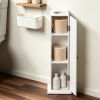 White Small Bathroom Corner Cabinet with Doors And Shelves Toilet Paper Holder Shampoo Storage Organizer