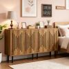 Set of 2 Adjustable Shelf Sideboard Buffet Storage Cabinet - Modern Home Kitchen Organizer with Back Panel