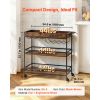 Bar Cart, 3 Tiers Home Kitchen Serving Carts, Industrial Rolling Utility Station on Wheel, Mobile Drink Beverage Shelf with Wine Rack & Glass Holder,
