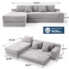 Memory foam L-shaped compression sofa for living room - No Assembly Convertible Sofa Bed, Corduroy Fabric Compression Sofa, Modular Couch for Bedrooms