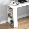 360Â° Rotating Home Office Desk L Shaped Corner Computer Desk with Storage Shelves, Writing Table Workstation, White