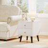 Mid Century Modern Bedside Table Nightstand with Golden Knobs and Raised Support Legs