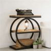 Tea table with circular metal frame, sofa table, side table, bedside table