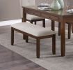 Dark Cherry Finish 6pc Dining Set Table Bench and 4 Side Chair Chenille Upholstery Functional Drawers Table Wooden Funiture Dining Kitchen Set