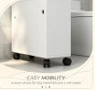 Slim Bathroom Cabinet with 4 Rolling Wheels White Toilet Paper Holder Storage with Paper Holes Sliding Doors Adjustable Shelf for Small Space