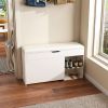 Entryway Bench with Shoe Storage,Adjustable 3-Tier Flip-Up Drawers & Hidden Cabinet,Space-Saving Shoe Organizer,Triple Storage and Modern Design