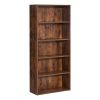 5 Tiers Narrow Bookshelf, 53 in Wooden Open Bookcase with Height-Adjustable Shelf
