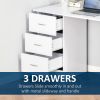47" Home Office Desk, Modern Desk with Storage with 3 Drawer and Storage Shelf, White