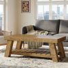 Rectangular Coffee Table, 47.24" Farmhouse Center Table with 2-Tier Storage