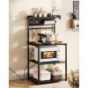 Kitchen Bakers Rack, 4.6ft Power Cable Bakers Rack with Power Outlet, Kitchen Stand with X-Shaped Support Bar, 8 S-Shaped Hooks