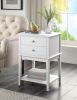 White Nightstand 2 Drawers 28 inches Tall for Bedroom,Wood Sofa Side Table with Storage Shelf,Large End Tables