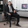 Massage Office Chair with Heat and 6 Vibration Points,Executive Office Chair with Foot Rest and Padded Armrests,Reclining Backrest and Wheels