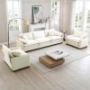 Warm and Cozy Sofa Set with Soft Cushions and Pillows, Home Theater Style Sofa Set Consisting of a 3-Seater Sofa and Two Single Sofas in Beige Corduro