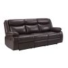 Electric Power Loveseat Recliner, Faux Leather Power Reclining Sofa with USB Ports, Cup Holders for Living Room-Dark Brown