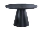 Dining Table And 4x Side Chairs White Finish Fabric Black Round Table w Cone Base Cutout Back Chair 5pc Dining Set