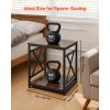 End Table, 2-Tier Square Side Table with Open Storage Shelves, Modern Nightstand Bedside Desk with X-Design Metal Frame, Wood Sofa Coffee Desk for Liv