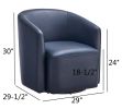 Ardena Midnight Blue Faux Leather Swivel Barrel Chair