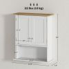 Wall Mounted Bathroom Cabinet, Modern Bathroom Wall Cabinet with 2 Doors and Adjustable Shelf, White