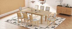 TOPMAX Rustic Extendable 84inch Dining Table Set with 24inch Removable Leaf , 6 Upholstered Armless Dining Chairs and 2 Padded Arm Chairs, 9 Pieces, N